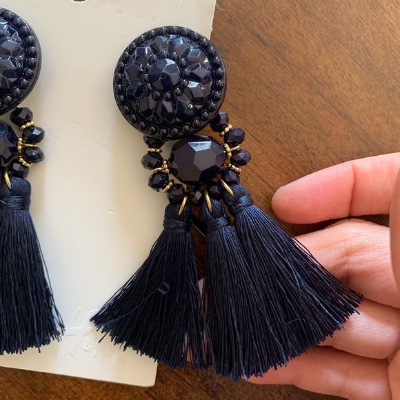 NWT. H&M statement earrings with tassel & stones - Picture 5 of 6